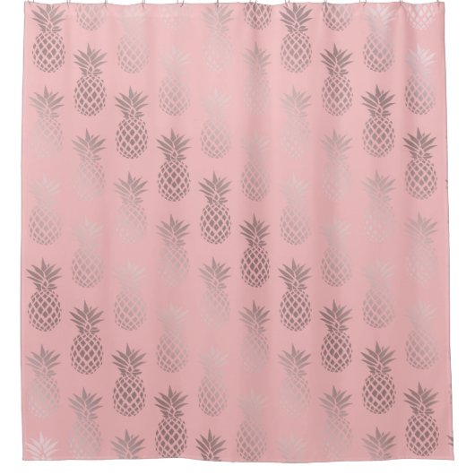 Elegante Imitate Rose Rosa Ananas Muster Duschvorhang (Vorderseite)