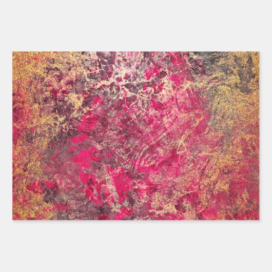 Elegante Imitate schimmern Gold und mehrfarbiges M Geschenkpapier Set (Vorderseite)