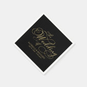 Elegante Imitate Schwarze Goldkalligraphie Hochzei Serviette (Ecke)