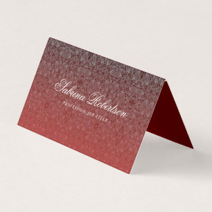 Elegante Imitate Silber und Burgund Rot Ornamental Visitenkarten