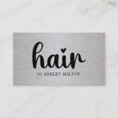 Elegante Imitate Silver Bold Black Hair Stylist Visitenkarte (Vorderseite)