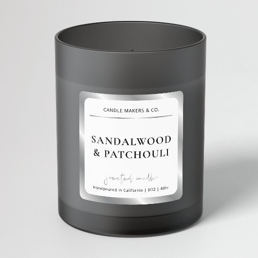 Elegante Imitate Silver Foil Moderne Candle Packag Quadratischer Aufkleber