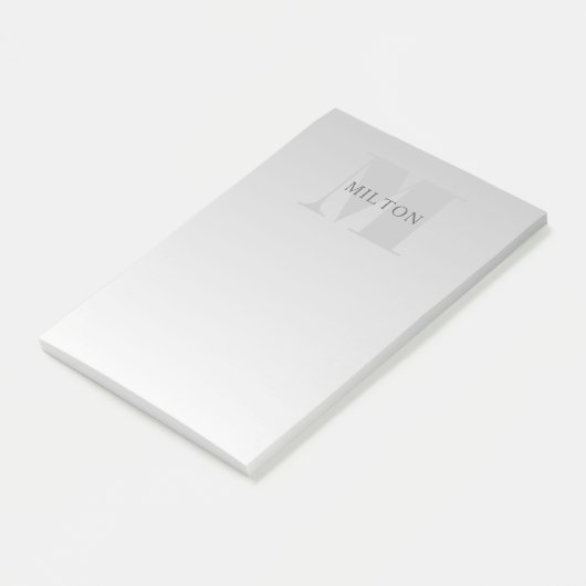 Elegante Imitate Silver Gradient Monogram Classic Post-it Klebezettel (angewinkelt)
