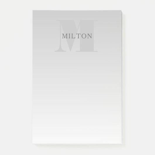 Elegante Imitate Silver Gradient Monogram Classic Post-it Klebezettel (Vorderseite)