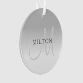 Elegante Imitate Silver Gradient Monogram Ornament (Vorderseite)