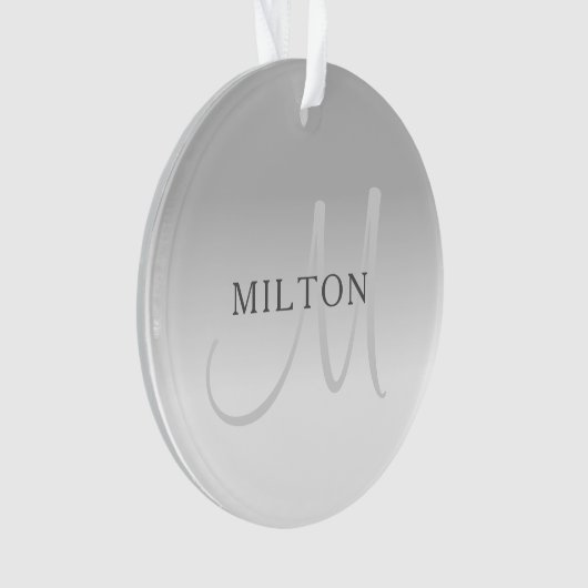 Elegante Imitate Silver Gradient Monogram Ornament (Vorderseite)