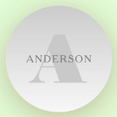 Elegante Imitate Silver Gradient Monogram Runder Aufkleber