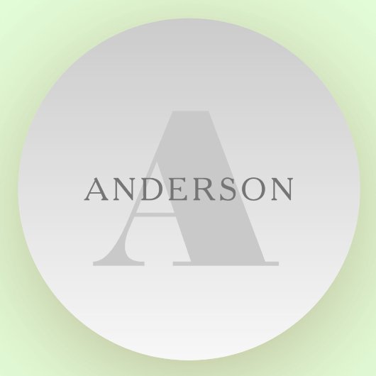 Elegante Imitate Silver Gradient Monogram Runder Aufkleber