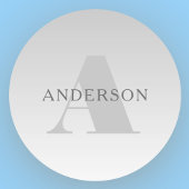 Elegante Imitate Silver Gradient Monogram Runder Aufkleber