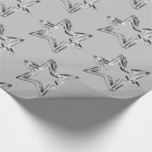 Elegante Imitate Silver Graue Sterne Muster Weihna Geschenkpapier (Ecke)