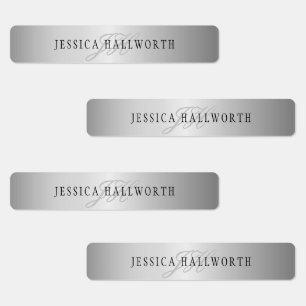 Elegante Imitate Silver Gray Look Name & Initial Etiketten