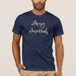 Elegante Imitate Silver Gray Script Happy Hanukkah T-Shirt<br><div class="desc">Imitate Silver Gray Script Elegant Happy Hanukkah Party Shirt</div>