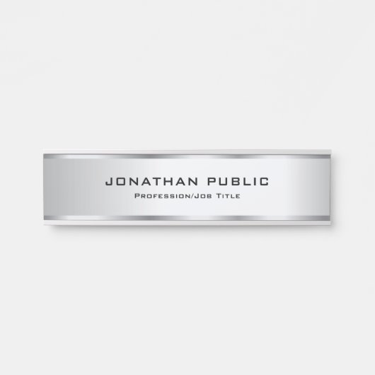Elegante Imitate Silver Metallic Look Template Tre Türschild (Vorderseite )