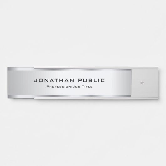 Elegante Imitate Silver Metallic Look Template Tre Türschild (Vorderseite )