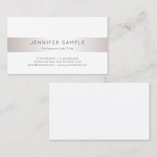 Elegante Imitate Silver Modern Clean Schlicht Tren Visitenkarte (Vorne/Hinten)