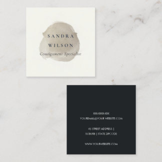 ELEGANTE IMITATE SILVER SCHWARZ BRUSH STROKE MODER QUADRATISCHE VISITENKARTE