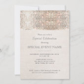 Elegante Imitate Silver Sequins Beige Linen Look Einladung (Vorderseite)