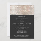 Elegante Imitate Silver Sequins Black Party Einladung (Vorderseite)