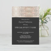 Elegante Imitate Silver Sequins Black Party Einladung (Stehend Vorderseite)