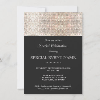 Elegante Imitate Silver Sequins Black Party Einladung