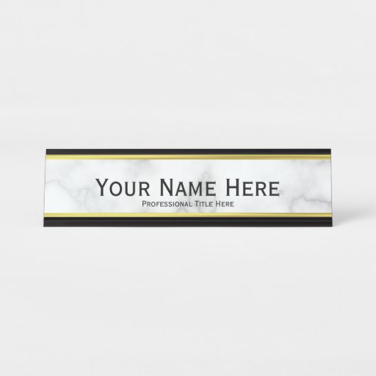 Elegante Imitate Text mit dem weißen Marmornamen Schreibtischnamensplakette (Vorderseite )