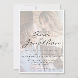 Elegante Imitate Vellum Effect Foto Hochzeit Einladung