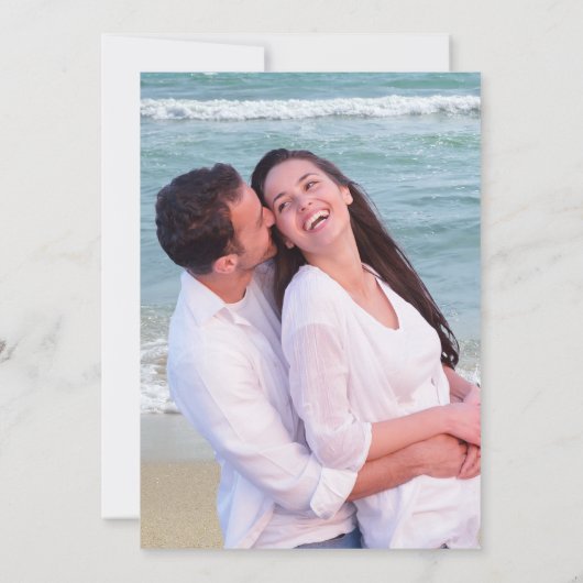 Elegante Imitate Vellum Foto Beach Hochzeit Save The Date (Rückseite)