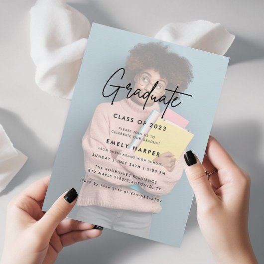 Elegante Imitate Vellum Overlay Foto Graduation Pa Einladung