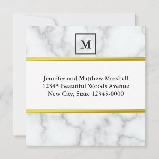 Elegante Imitate Weiße Marmorveränderung Ankündigung (Rückseite)