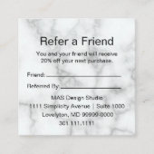 Elegante Imitate Weißes Marmor hier Ihr Logo Empfehlungskarte (Vorderseite)