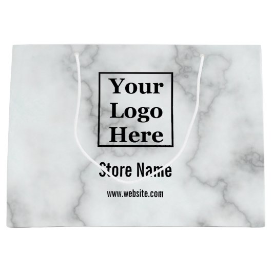 Elegante Imitate Weißes Marmor hier Ihr Logo Große Geschenktüte (Vorderseite)