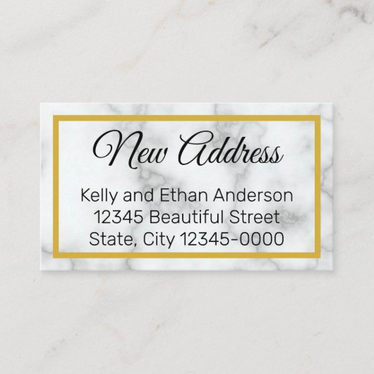 Elegante Imitate Weißes Marmor Neue Adresse Begleitkarte (Vorderseite)