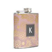 elegante Imitatgoldananasmuster-Polkapunkte Flachmann (Rechts)