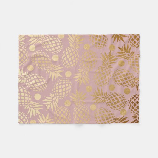 elegante Imitatgoldananasmuster-Polkapunkte Fleecedecke (Vorderseite (Horizontal))