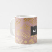 elegante Imitatgoldananasmuster-Polkapunkte Kaffeetasse (Vorderseite Links)