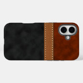 Elegante Imitats Black Red Brown Leather Suede Pri Case-Mate iPhone Hülle (Rückseite (Horizontal))