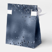 Elegante Imitats Dark Blue Glitzer & Foil Wedding Geschenkschachtel (Rückseite)
