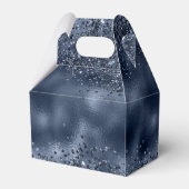 Elegante Imitats Dunkelblauer Glitzer und Foil Wed Geschenkschachtel (Rückseite)