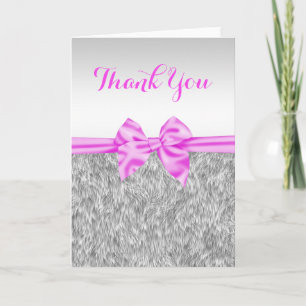 Elegante Imitats Fur & Pink Bow Vielen Dank Dankeskarte