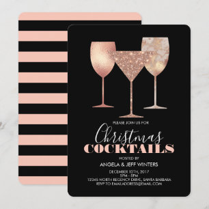 Elegante Imitats Glitzer Weihnachtscocktails Einladung