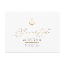 Elegante Imitats Gold Anker, Nautic Save the Date