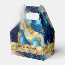 Elegante Imitats Gold, Blau und Weiß Marmor Vorzüg Geschenkschachtel
