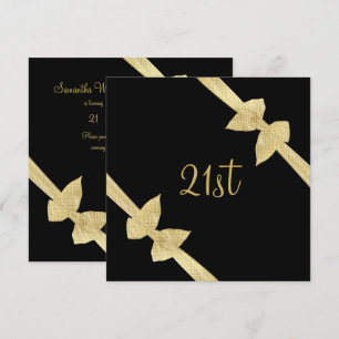 Elegante Imitats Gold Bows 21. Geburtstag Einladung