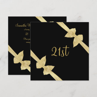 Elegante Imitats Gold Bows 21. Geburtstag Einladung