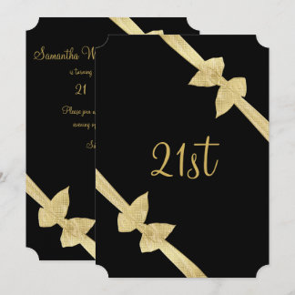 Elegante Imitats Gold Bows 21. Geburtstag Einladung