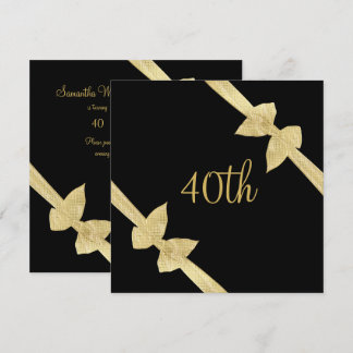 Elegante Imitats Gold Bows 40. Geburtstag Einladung