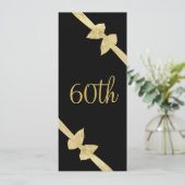 Elegante Imitats Gold Bows 60. Geburtstag Einladung (Stehend Vorderseite)