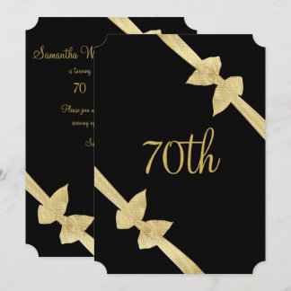 Elegante Imitats Gold Bows 70. Geburtstag Einladung
