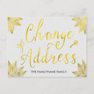 Elegante Imitats Gold Foil Änderung der Adresse Po Ankündigungspostkarte