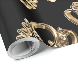 Elegante Imitats Gold Foil Script Chic Black Chris Geschenkpapier